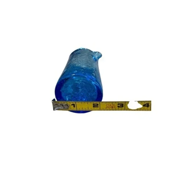 Vintage Crackle Glass Bud Vase Set Amber Green Blue Mini Pitcher Trio - Picture 14 of 15